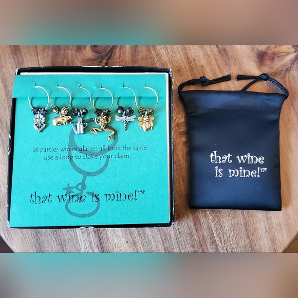 Garden Themed Wine Glass Charms The Original 'that wine is mine!' Set Of 6 New - Picture 1 of 8